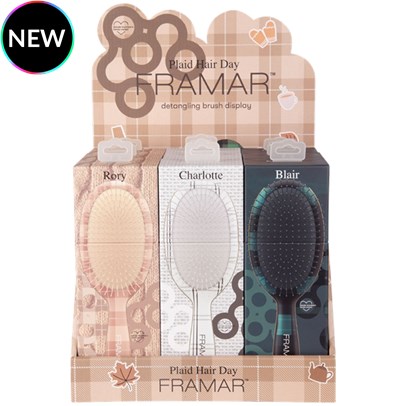 Framar Plaid Hair Day Detangle Brush Display 9 pc.